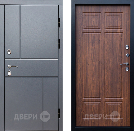 Входная металлическая Дверь Престиж TERMO с терморазрывом Горизонт Грэй Премиум Орех темный в Лосино-Петровский