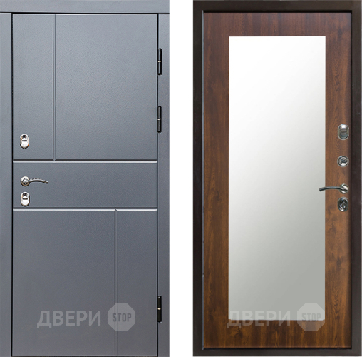 Входная металлическая Дверь Престиж TERMO с терморазрывом Горизонт Грэй Зеркало пастораль Дуб в Лосино-Петровский