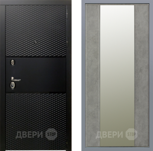 Дверь Заводские двери Тефлон Зеркало Макси Бетон темный в Лосино-Петровский