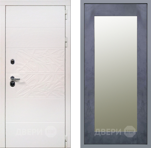 Дверь Заводские двери Дэко Вайт Зеркало Модерн Бетон темный в Лосино-Петровский