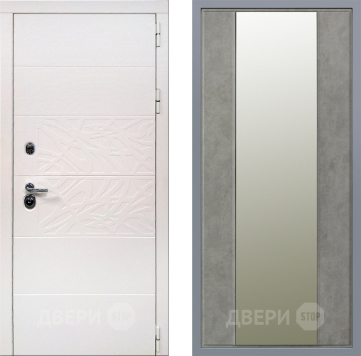 Дверь Заводские двери Дэко Вайт Зеркало Макси Бетон темный в Лосино-Петровский