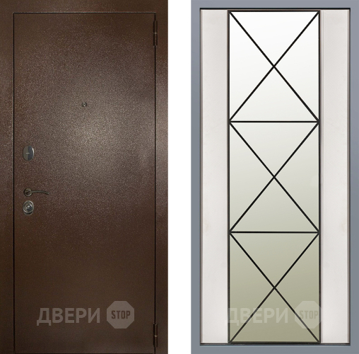 Дверь Заводские двери Эталон 3к антик медь Зеркало Перфекто Структурное дерево в Лосино-Петровский