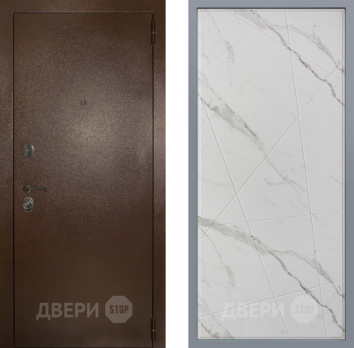 Дверь Заводские двери Эталон 3к антик медь Флитта Мрамор белый в Лосино-Петровский