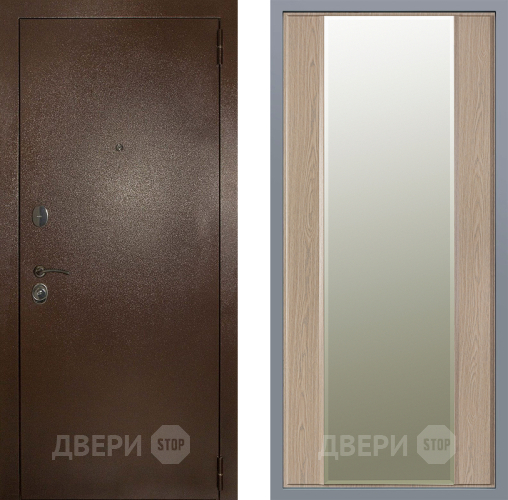 Дверь Заводские двери Эталон 3к антик медь Зеркало Макси Беленый дуб в Лосино-Петровский