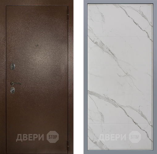 Дверь Заводские двери Эталон 3к антик медь Тривия Мрамор белый в Лосино-Петровский