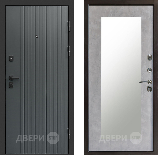 Входная металлическая Дверь Престиж Tvist Grey Зеркло Пастораль Бетон светлый в Лосино-Петровский