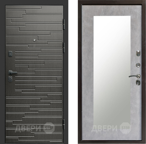 Входная металлическая Дверь Престиж Rivera Зеркло Пастораль Бетон светлый в Лосино-Петровский