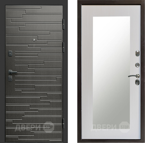 Входная металлическая Дверь Престиж Rivera Зеркло Пастораль Лиственница белая в Лосино-Петровский