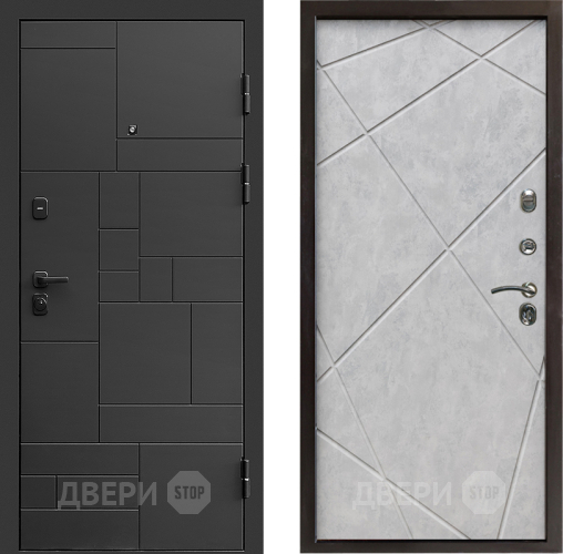 Входная металлическая Дверь Престиж Kvadro Лучи Бетон светлый в Лосино-Петровский