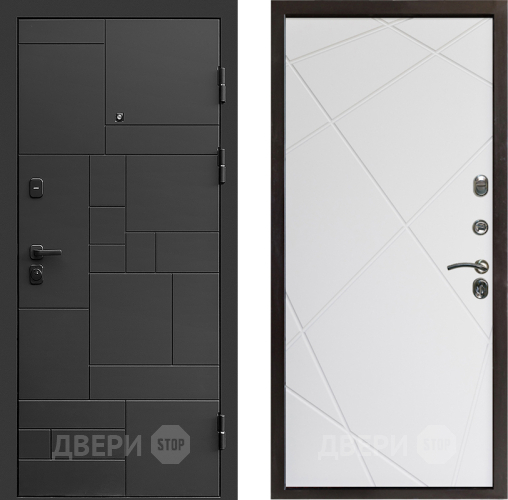 Входная металлическая Дверь Престиж Kvadro Лучи Бетон белый в Лосино-Петровский