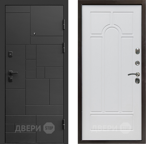 Входная металлическая Дверь Престиж Kvadro Арка Белое дерево в Лосино-Петровский