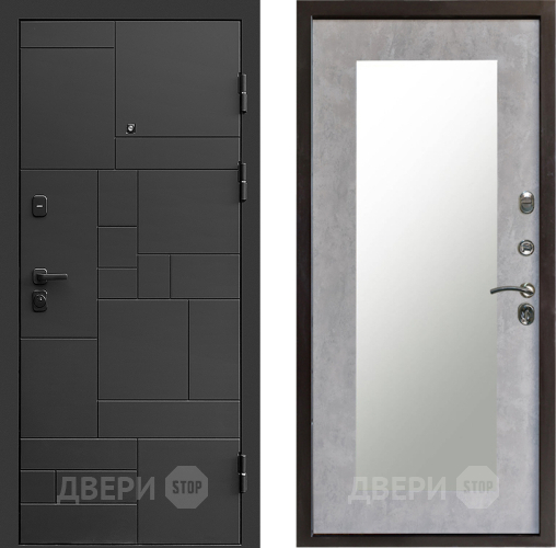 Входная металлическая Дверь Престиж Kvadro Зеркло Пастораль Бетон светлый в Лосино-Петровский