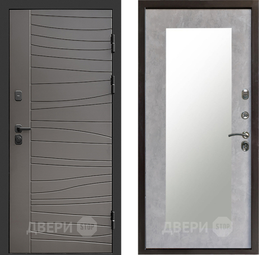 Входная металлическая Дверь Престиж Siciliya Зеркло Пастораль Бетон светлый в Лосино-Петровский