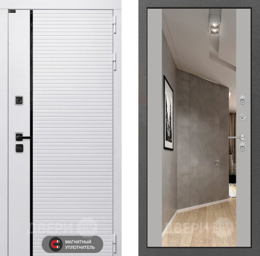 Входная металлическая Дверь Лабиринт (LABIRINT) Royal Зеркало Максимум Грей софт в Лосино-Петровский