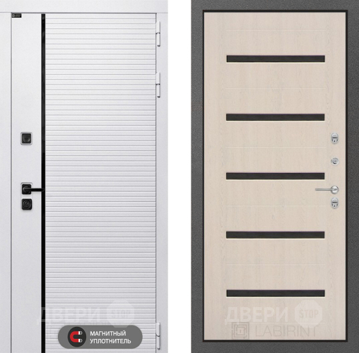 Входная металлическая Дверь Лабиринт (LABIRINT) Royal 01 Беленый дуб в Лосино-Петровский