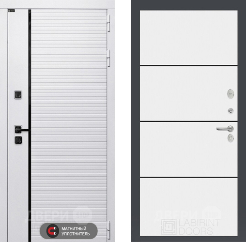 Входная металлическая Дверь Лабиринт (LABIRINT) Royal 25 Белый софт в Лосино-Петровский