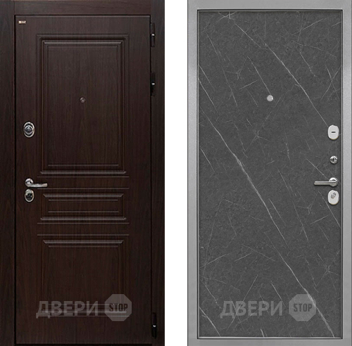 Входная металлическая Дверь Интекрон (INTECRON) Брайтон Тиковое Дерево Гладкая Гранит лава оникс в Лосино-Петровский