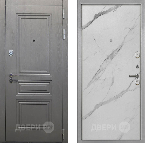 Входная металлическая Дверь Интекрон (INTECRON) Брайтон Графит Гладкая Мрамор натуральный арктик в Лосино-Петровский
