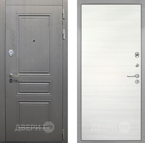 Входная металлическая Дверь Интекрон (INTECRON) Брайтон Графит Гладкая Дуб сильвер поперечный в Лосино-Петровский