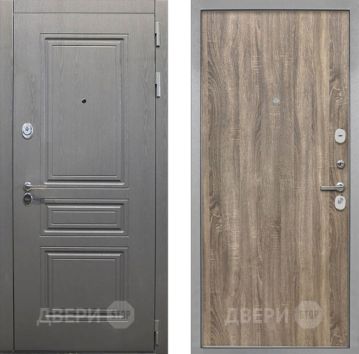 Входная металлическая Дверь Интекрон (INTECRON) Брайтон Графит Гладкая Дуб турин в Лосино-Петровский