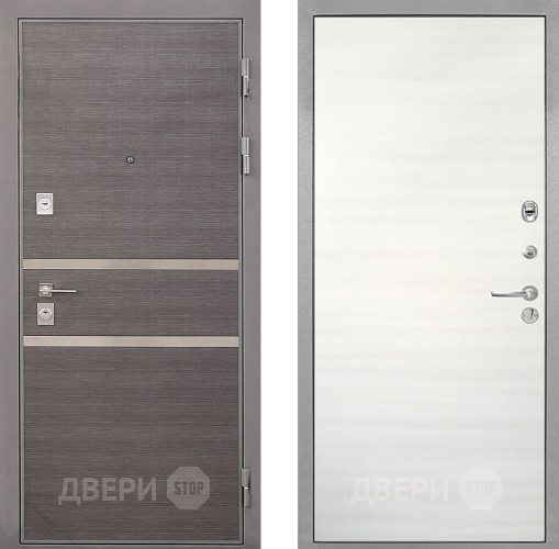 Входная металлическая Дверь Интекрон (INTECRON) Неаполь Гладкая Дуб сильвер поперечный в Лосино-Петровский