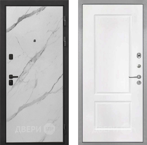 Дверь Интекрон (INTECRON) Профит Black Мрамор Арктик КВ-2 Белый матовый в Лосино-Петровский