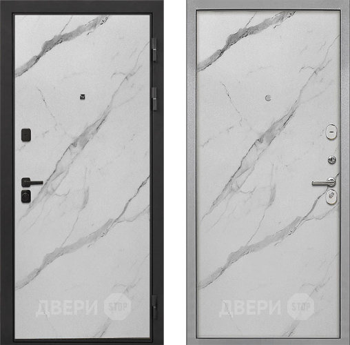 Входная металлическая Дверь Интекрон (INTECRON) Профит Black Мрамор Арктик Гладкая Мрамор натуральный арктик в Лосино-Петровский