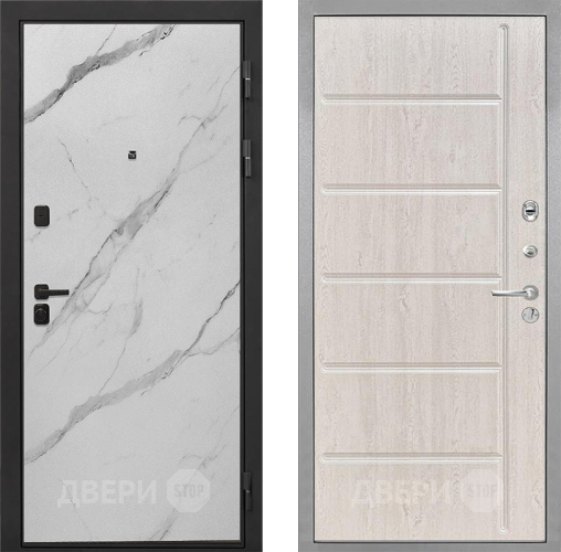 Входная металлическая Дверь Интекрон (INTECRON) Профит Black Мрамор Арктик ФЛ-102 Сосна белая в Лосино-Петровский
