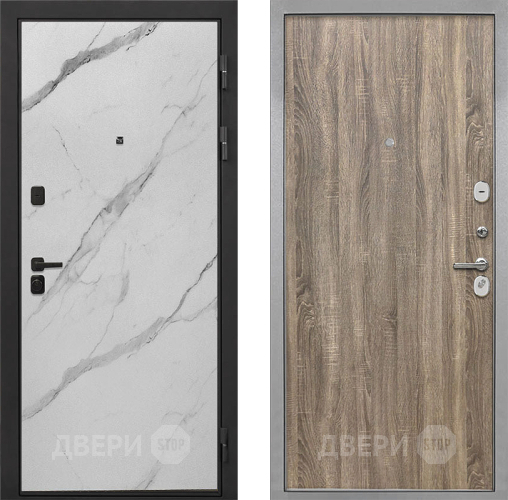 Входная металлическая Дверь Интекрон (INTECRON) Профит Black Мрамор Арктик Гладкая Дуб турин в Лосино-Петровский