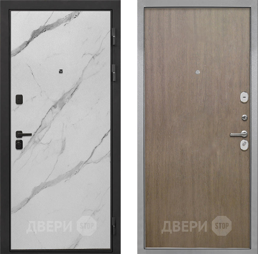 Входная металлическая Дверь Интекрон (INTECRON) Профит Black Мрамор Арктик Гладкая шпон Венге коричневый в Лосино-Петровский