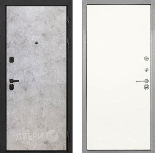 Входная металлическая Дверь Интекрон (INTECRON) Профит Black Мрамор Светлый Гладкая Слоновая кость в Лосино-Петровский