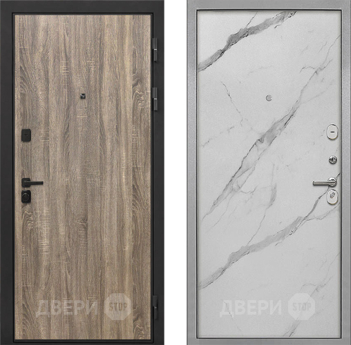Входная металлическая Дверь Интекрон (INTECRON) Профит Black Дуб Турин Гладкая Мрамор натуральный арктик в Лосино-Петровский