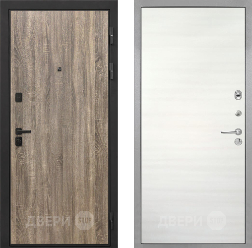 Входная металлическая Дверь Интекрон (INTECRON) Профит Black Дуб Турин Гладкая Дуб сильвер поперечный в Лосино-Петровский