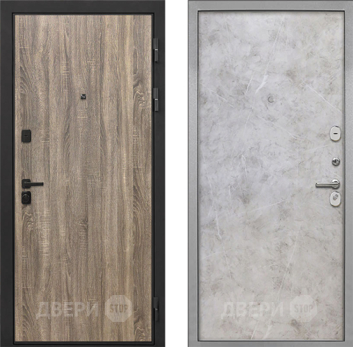 Входная металлическая Дверь Интекрон (INTECRON) Профит Black Дуб Турин Гладкая Мрамор светлый в Лосино-Петровский