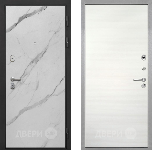 Входная металлическая Дверь Интекрон (INTECRON) Гектор Мрамор Арктик Гладкая Дуб сильвер поперечный в Лосино-Петровский