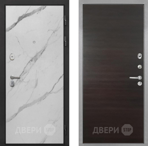 Входная металлическая Дверь Интекрон (INTECRON) Гектор Мрамор Арктик Гладкая Эковенге поперечный в Лосино-Петровский