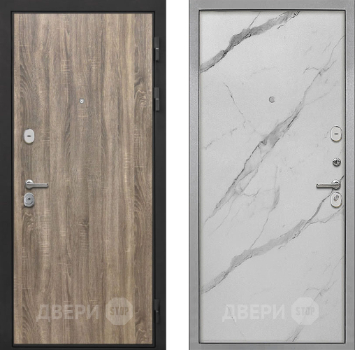 Входная металлическая Дверь Интекрон (INTECRON) Гектор Дуб Турин Гладкая Мрамор натуральный арктик в Лосино-Петровский