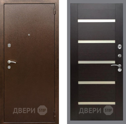 Входная металлическая Дверь Рекс (REX) 1А Медный Антик СБ-14 стекло белое венге поперечный в Лосино-Петровский