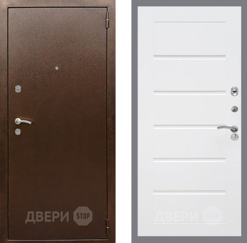 Входная металлическая Дверь Рекс (REX) 1А Медный Антик Сити Белый ясень в Лосино-Петровский
