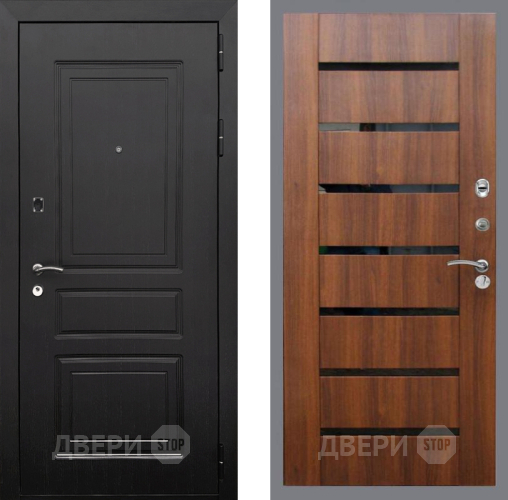 Входная металлическая Дверь Рекс (REX) 6 Венге СБ-14 стекло черное Орех бренди в Лосино-Петровский