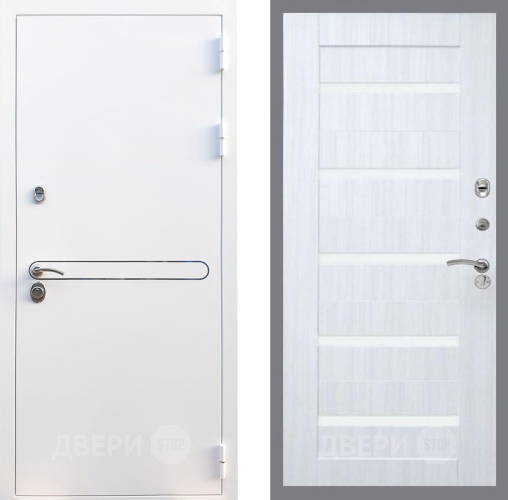 Входная металлическая Дверь Рекс (REX) 27 СБ-14 стекло белое Сандал белый в Лосино-Петровский