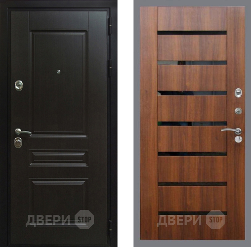Входная металлическая Дверь Рекс (REX) Премиум-Н СБ-14 стекло черное Орех бренди в Лосино-Петровский