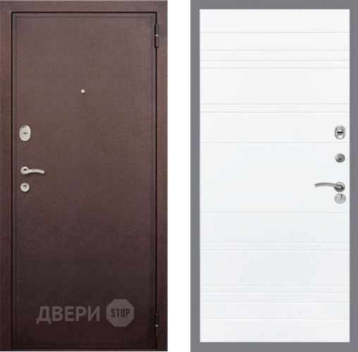 Входная металлическая Дверь Рекс (REX) 2 Медный Антик Line Силк Сноу в Лосино-Петровский