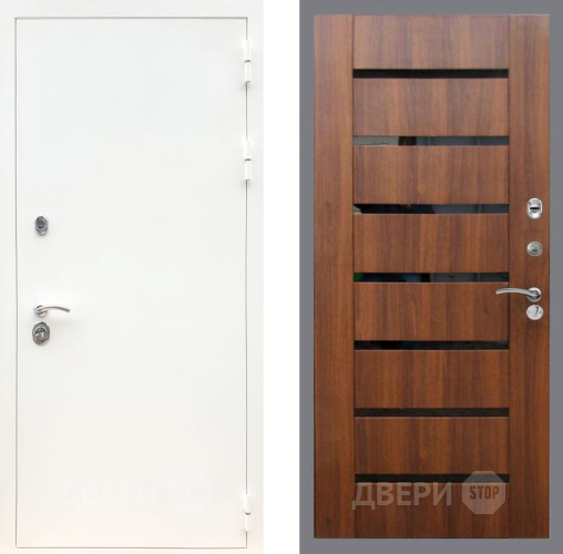 Дверь Рекс (REX) 5 Белая Шагрень СБ-14 стекло черное Орех бренди в Лосино-Петровский