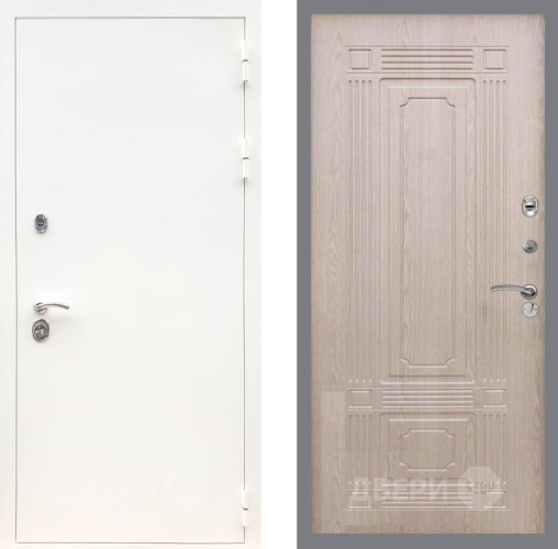 Входная металлическая Дверь Рекс (REX) 5 Белая Шагрень FL-2 Беленый дуб в Лосино-Петровский