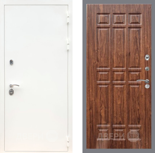 Входная металлическая Дверь Рекс (REX) 5 Белая Шагрень FL-33 орех тисненый в Лосино-Петровский