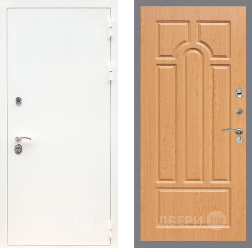 Входная металлическая Дверь Рекс (REX) 5 Белая Шагрень FL-58 Дуб в Лосино-Петровский