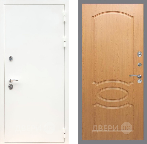 Входная металлическая Дверь Рекс (REX) 5 Белая Шагрень FL-128 Дуб в Лосино-Петровский