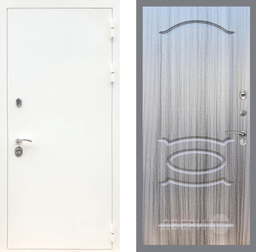 Входная металлическая Дверь Рекс (REX) 5 Белая Шагрень FL-128 Сандал грей в Лосино-Петровский