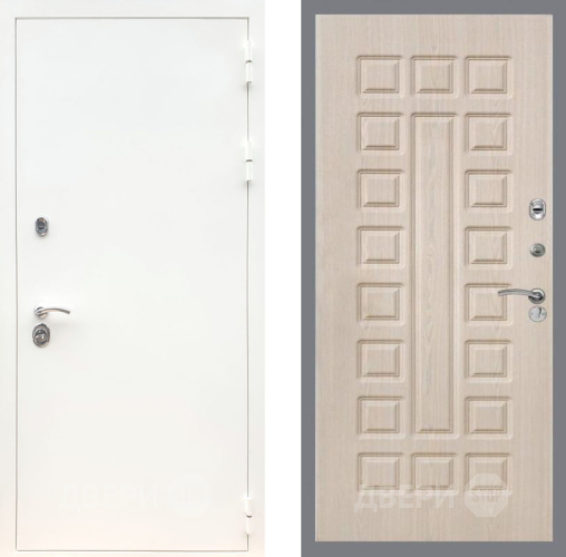 Входная металлическая Дверь Рекс (REX) 5 Белая Шагрень FL-183 Беленый дуб в Лосино-Петровский